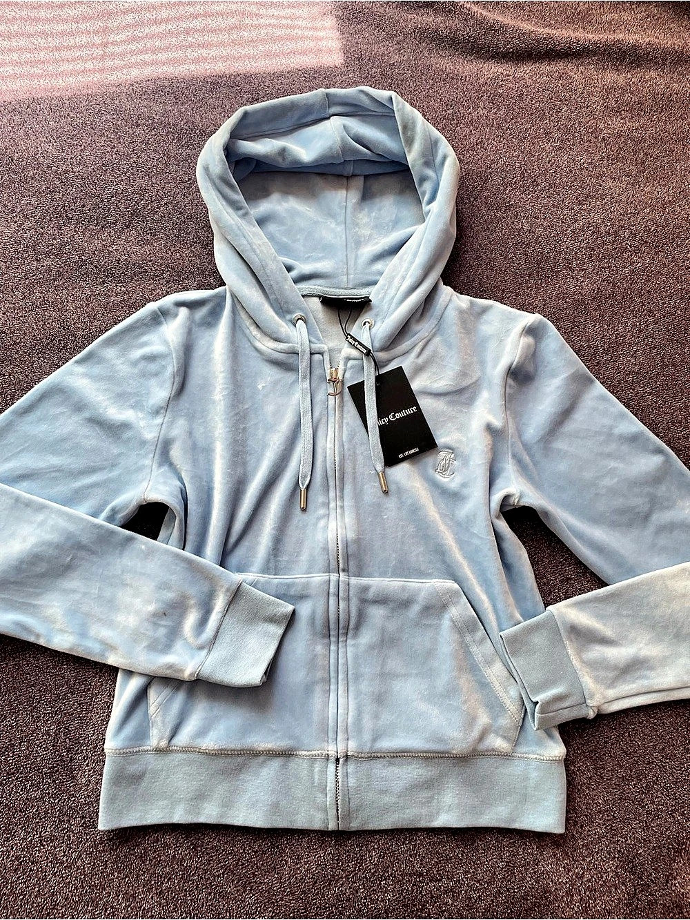 Juicy Couture Velour Zip Hoodie Blue Medium NWT